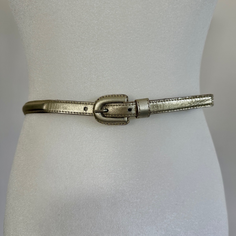 Yves Saint Laurent VINTAGE PALE GOLD SKINNY BELT YSL